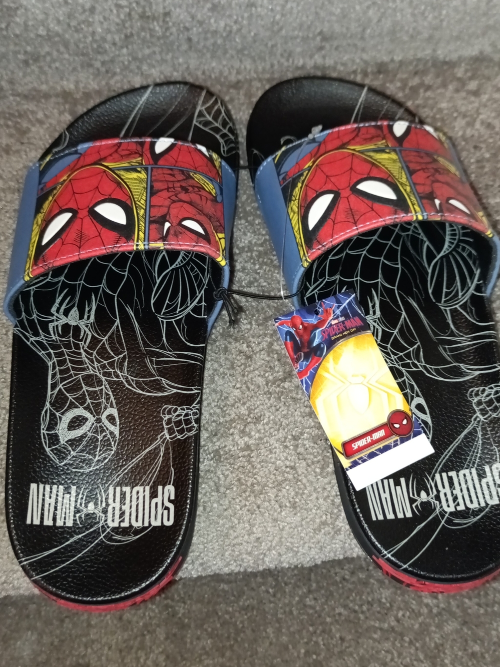 Spiderman Men's NWT Slide Sandals #spiderman #marvel Size 8
